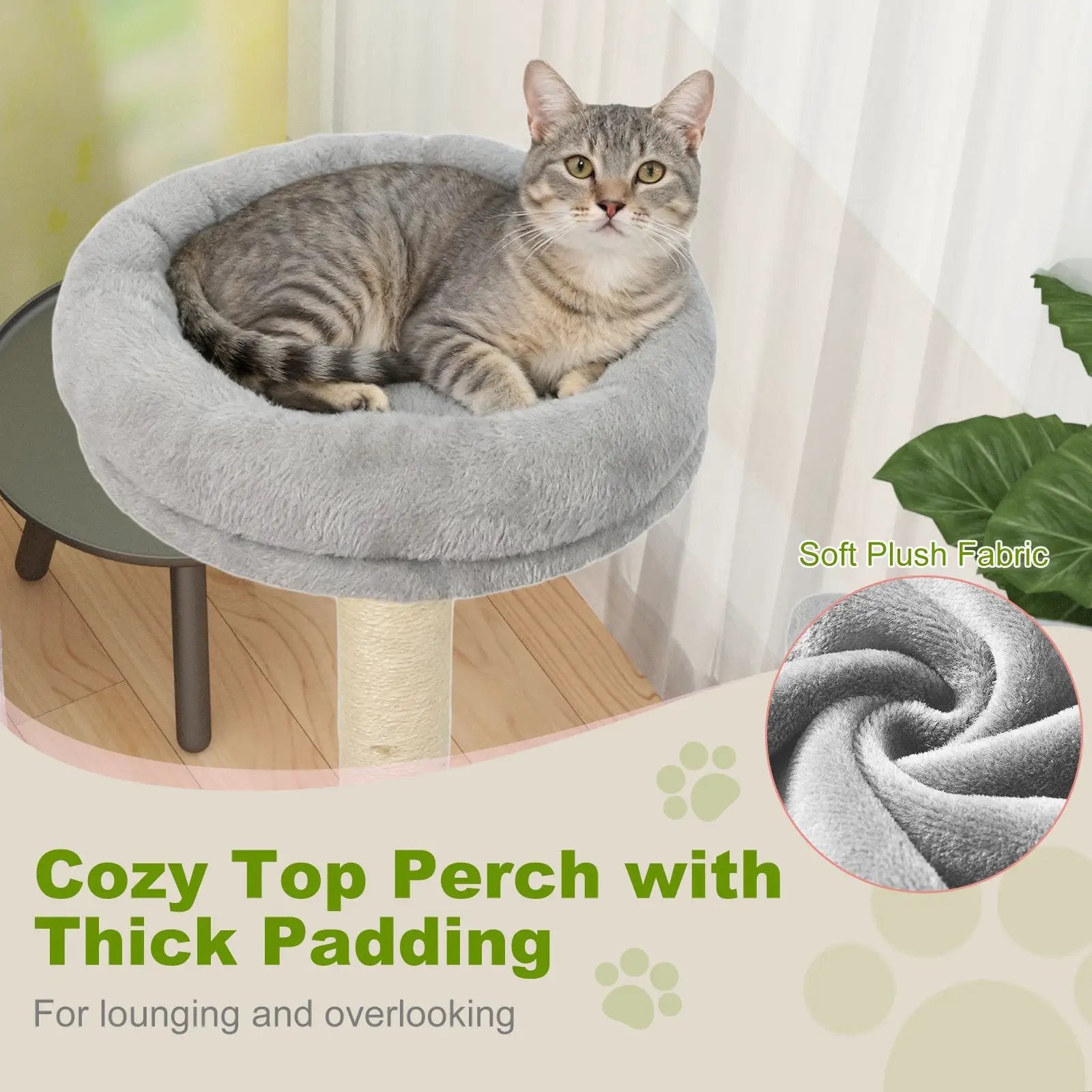 48 Inches Tall Cat Tree Multi-Level Kitten Tower with Large Condo Padded Top Perch by DirectDeals