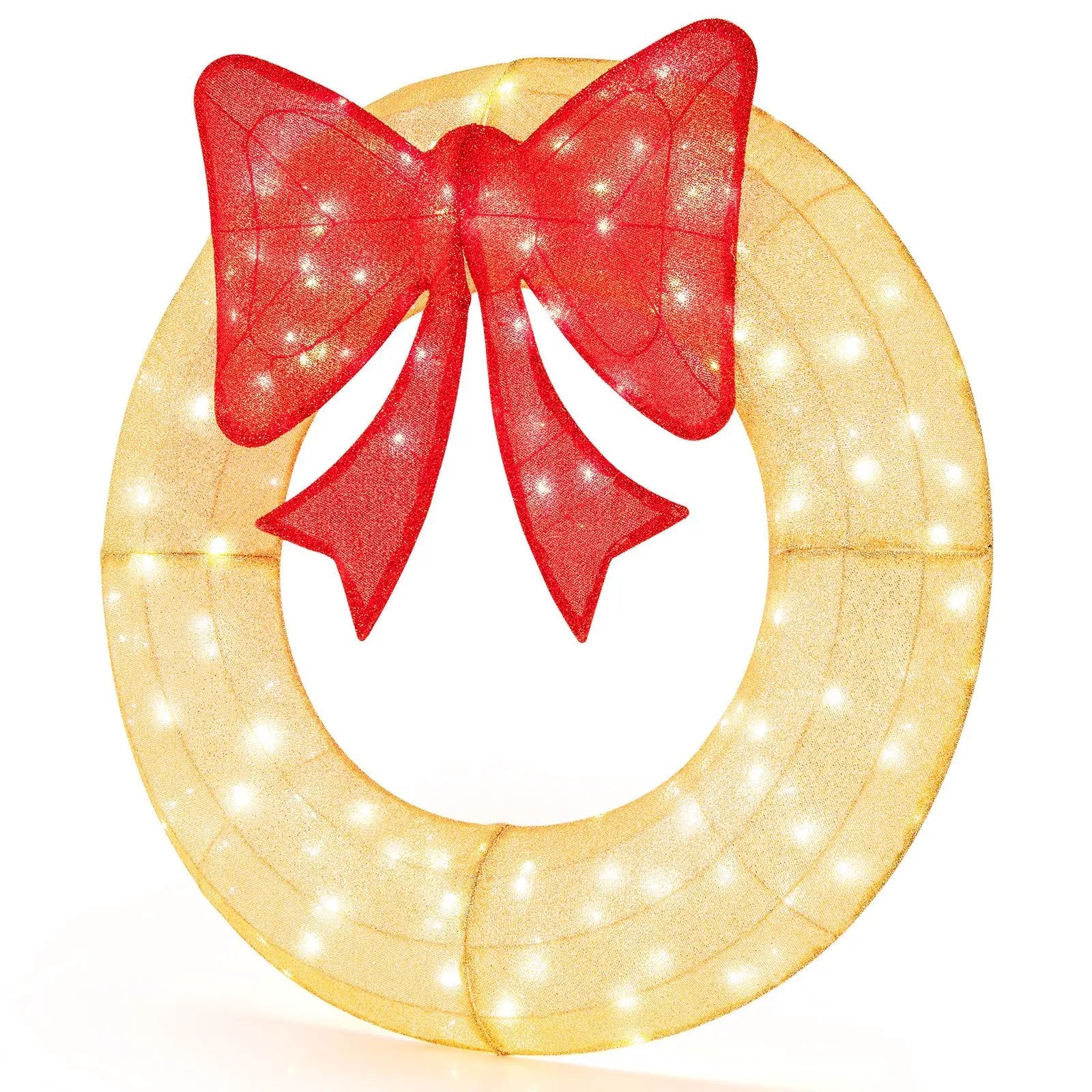 48 Inch Pre-Lit Lighted Christmas Mesh Wreath with Bow and 200 LED Bulbs by DirectDeals