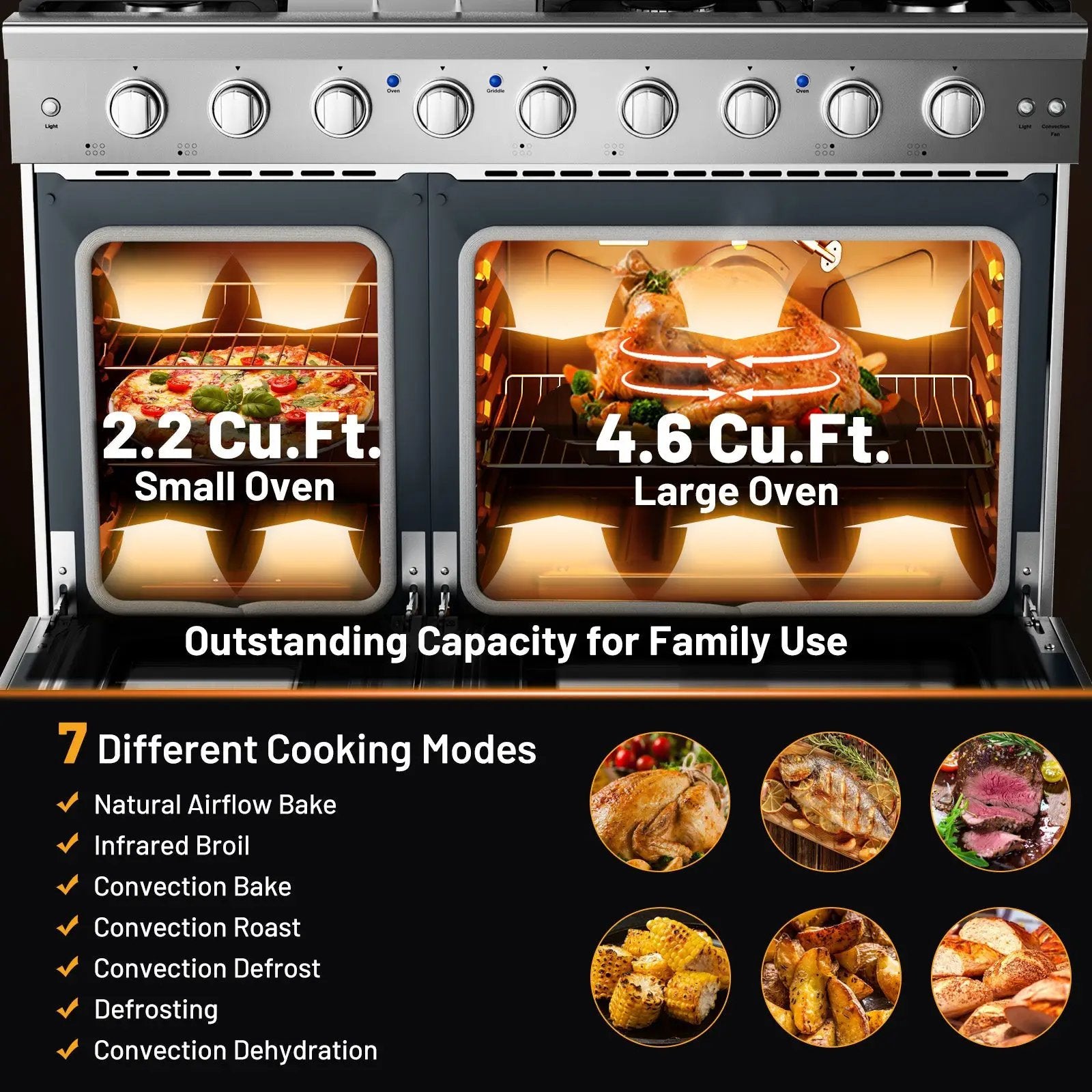 48 Inches Freestanding Natural Gas Range with 7 Burners Cooktop by DirectDeals