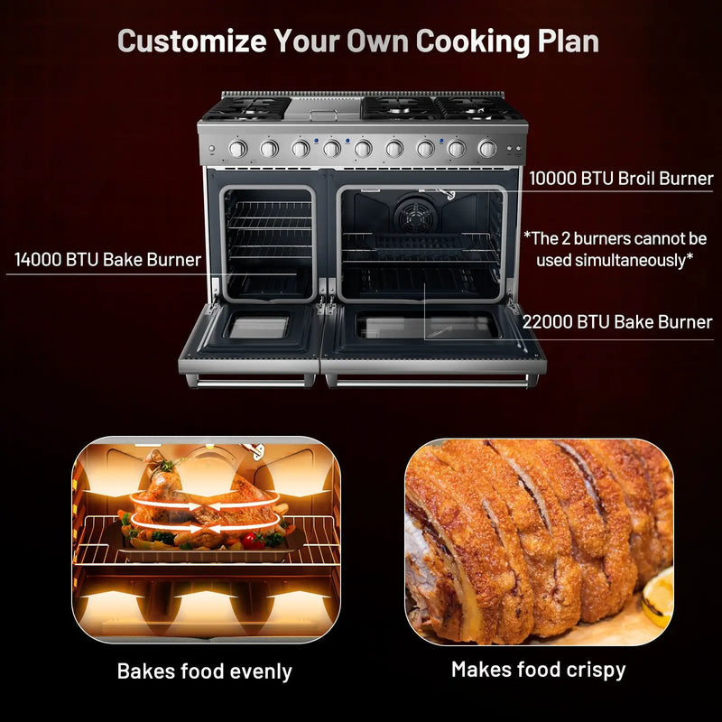 48 Inches Freestanding Natural Gas Range with 7 Burners Cooktop by DirectDeals