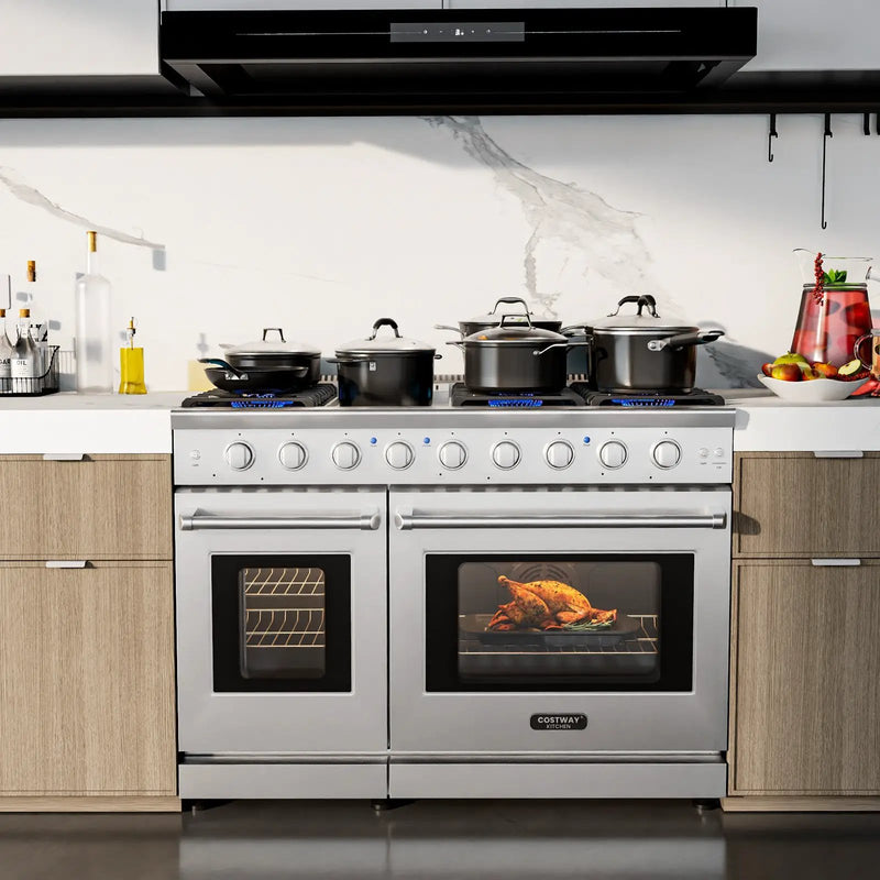 48 Inches Freestanding Natural Gas Range with 7 Burners Cooktop by DirectDeals