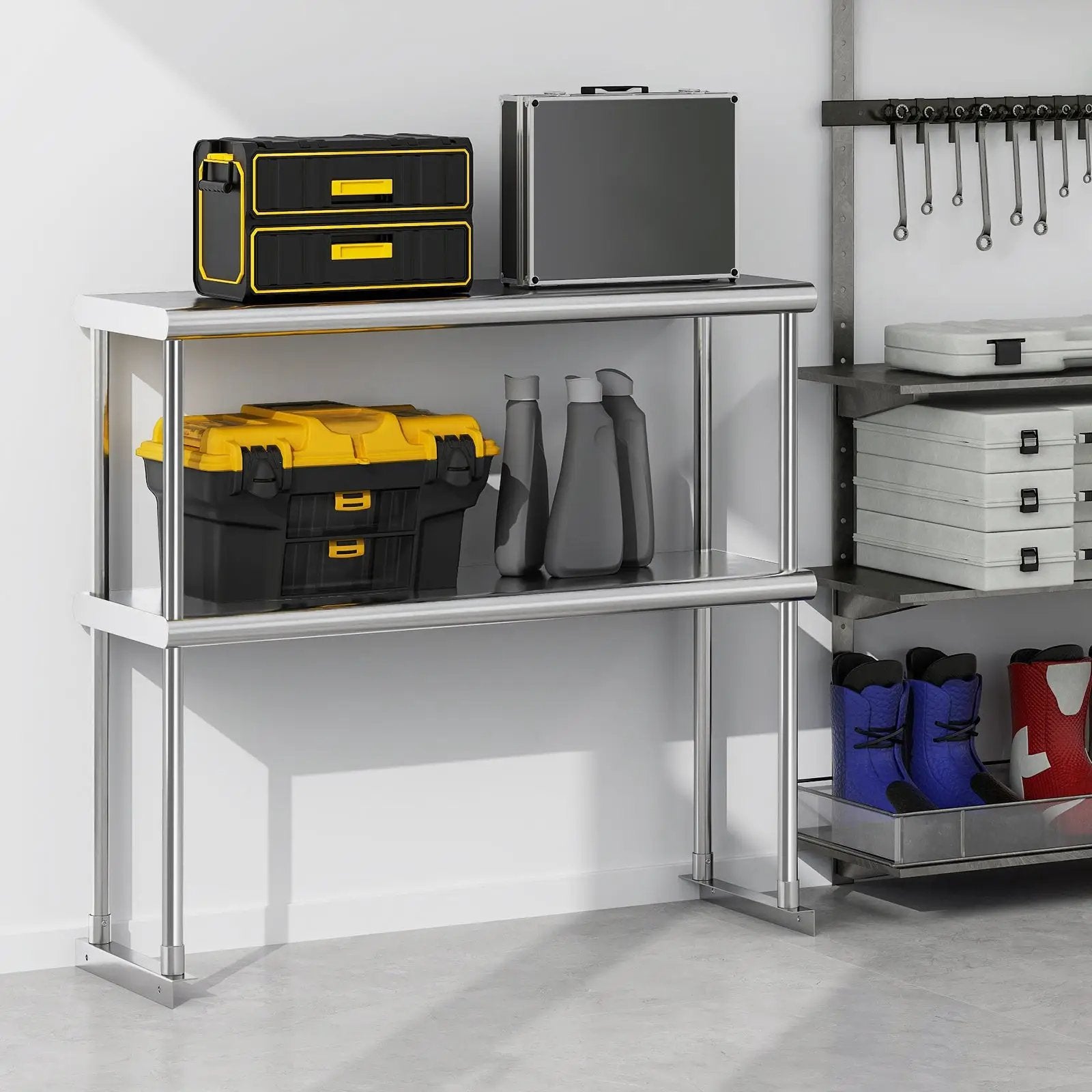 48 x 12 Inch Kitchen Stainless Steel Overshelf with Adjustable Lower Shelf by DirectDeals