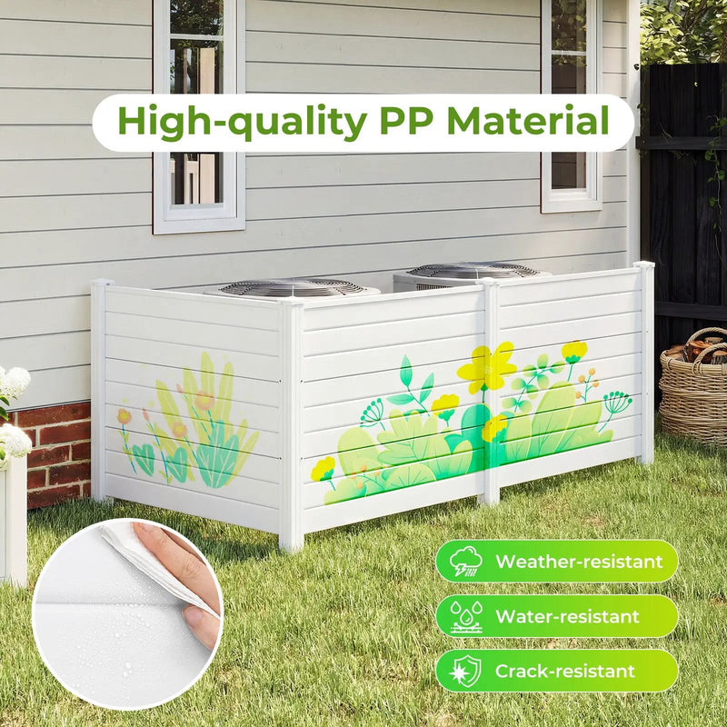 48 x 38 Inch Air Conditioner Fence 3 Panels with Metal Ground Stakes for Patio Backyard by DirectDeals