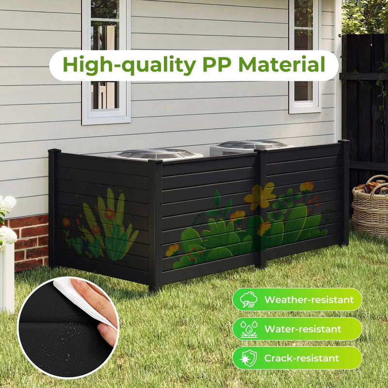 48 x 38 Inch Air Conditioner Fence 3 Panels with Metal Ground Stakes for Patio Backyard by DirectDeals