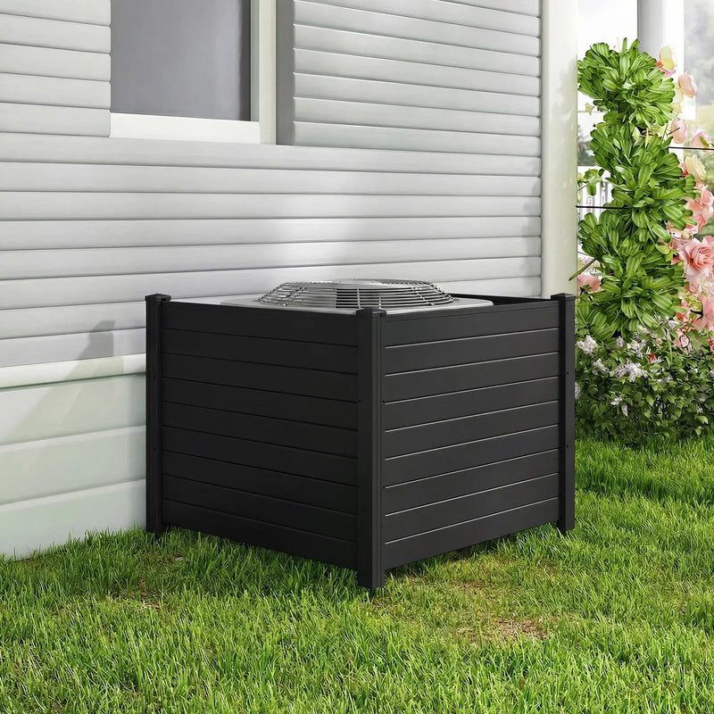 48 x 38 Inch Air Conditioner Fence 3 Panels with Metal Ground Stakes for Patio Backyard by DirectDeals