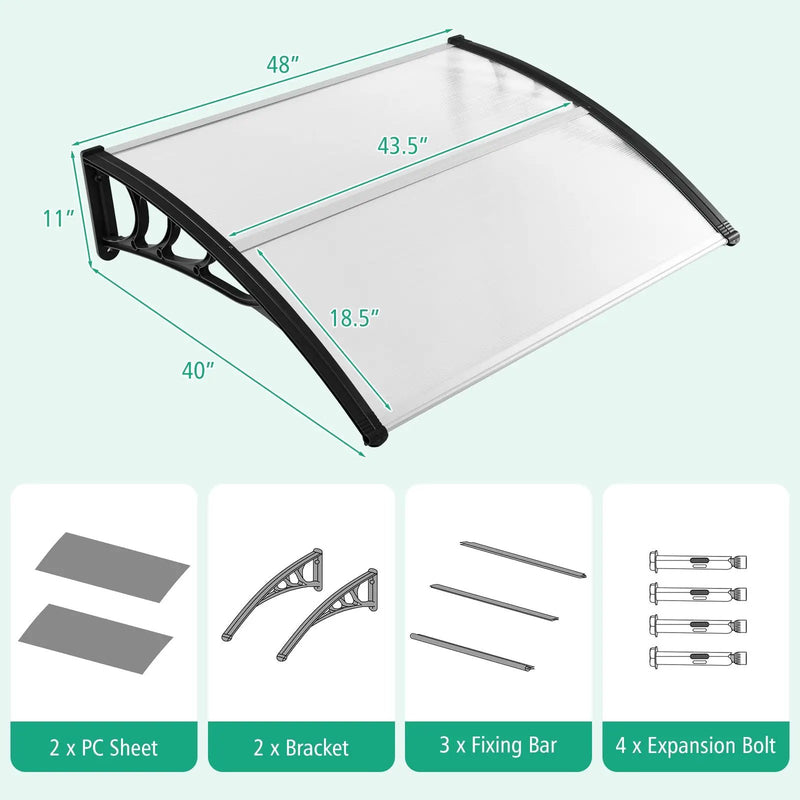 48 x 40 Inch Outdoor Front Door Window Awning Door Canopy Exterior by DirectDeals