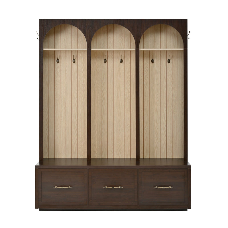 Vintage Hall Tree with Storage and Seating - Dark Walnut, photo 2 of 5