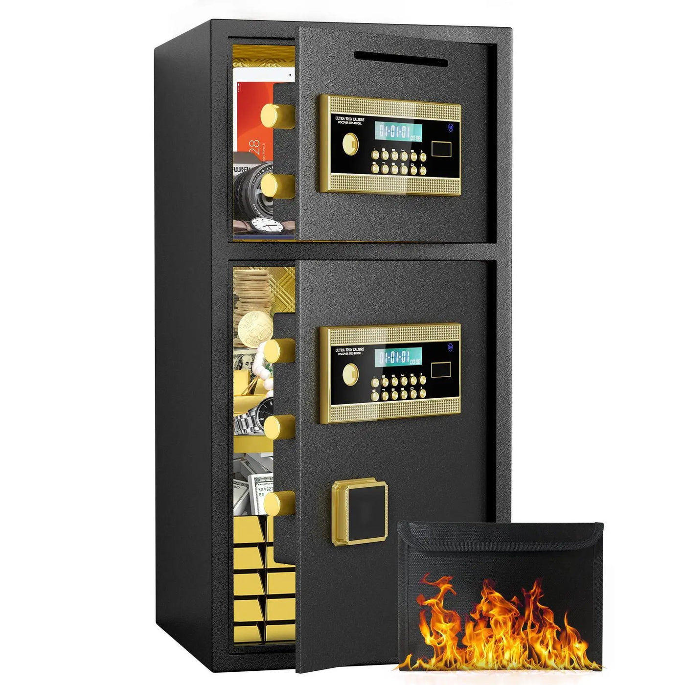 Large Double Door Coin Operated Safe, Digital Security Safe With Fireproof And Waterproof Bag by HouseOfZazla