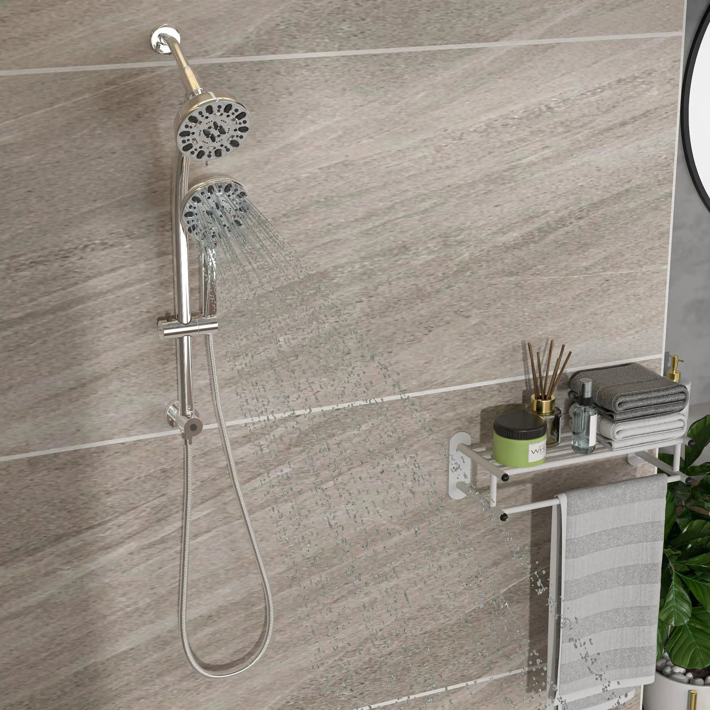Multi Function Dual Shower Head Shower System With 4.7" Rain Showerhead, 7 Function Hand Shower, Adjustable Slide Bar by HouseOfZazla
