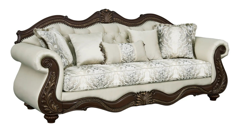 Pierce - Sofa With 5 Pillows - Beige / Cherry by Unique Piece Furniture