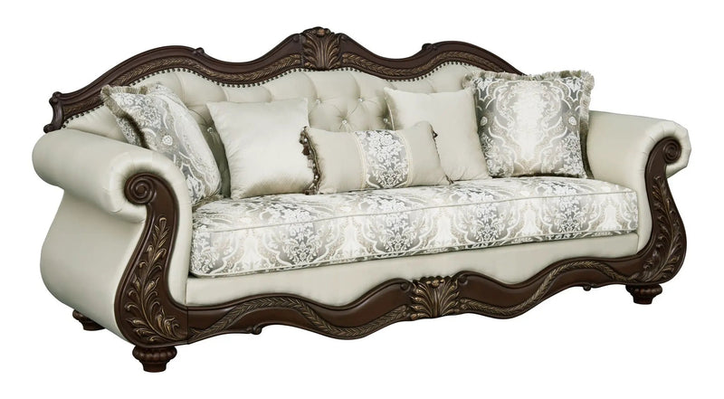 Pierce Sofa With 5 Pillows - Beige / Cherry by HouseOfZazla
