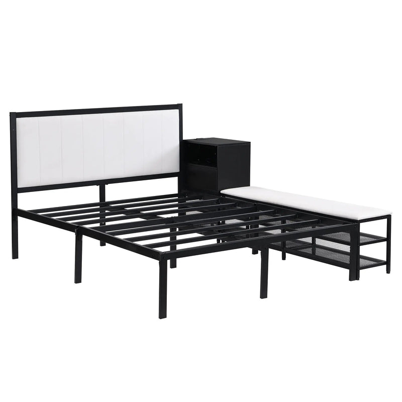 Platform Bed With 2 Tier Storage Shelves, Storage Cabinet by Unique Piece Furniture