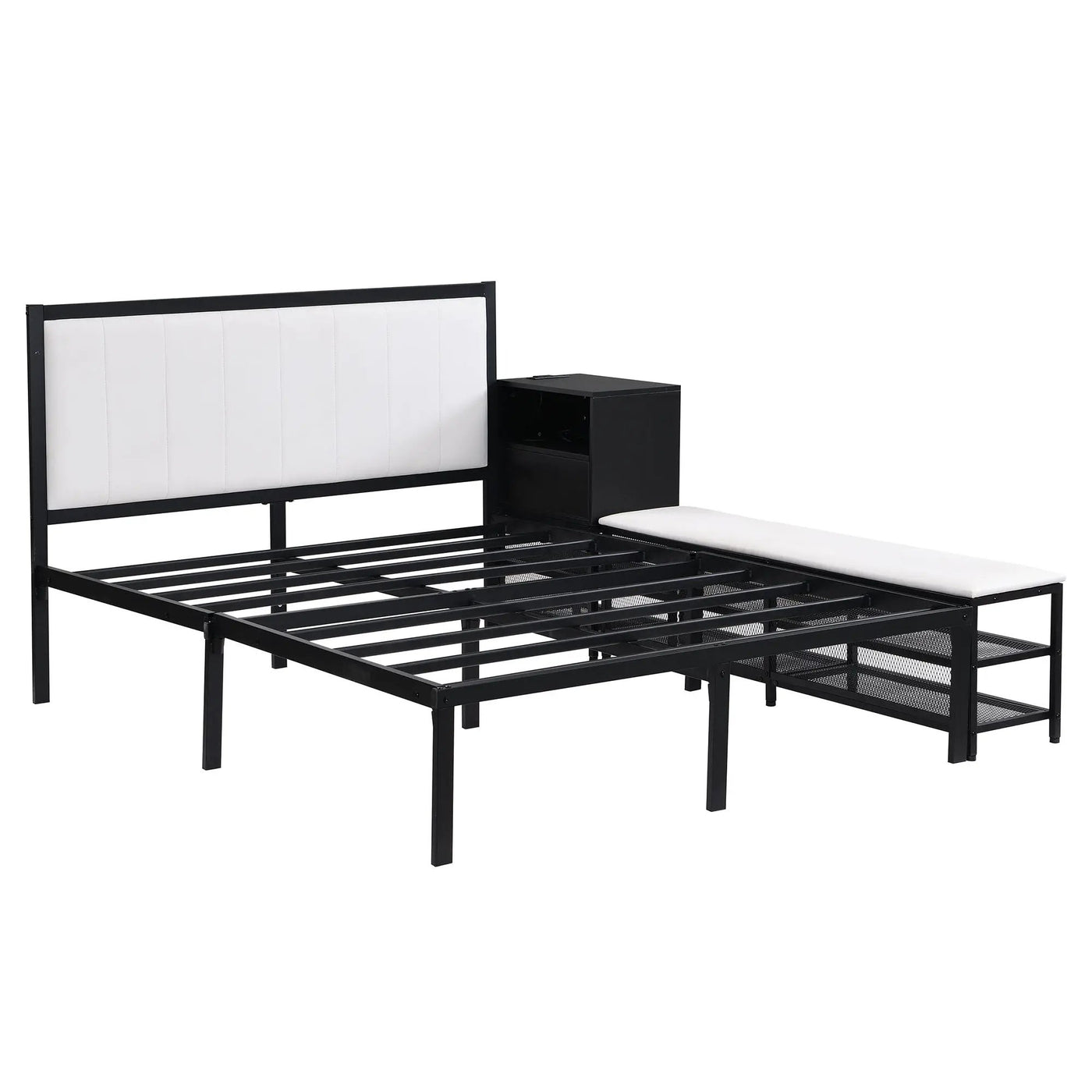 Platform Bed With 2 Tier Storage Shelves, Storage Cabinet by HouseOfZazla