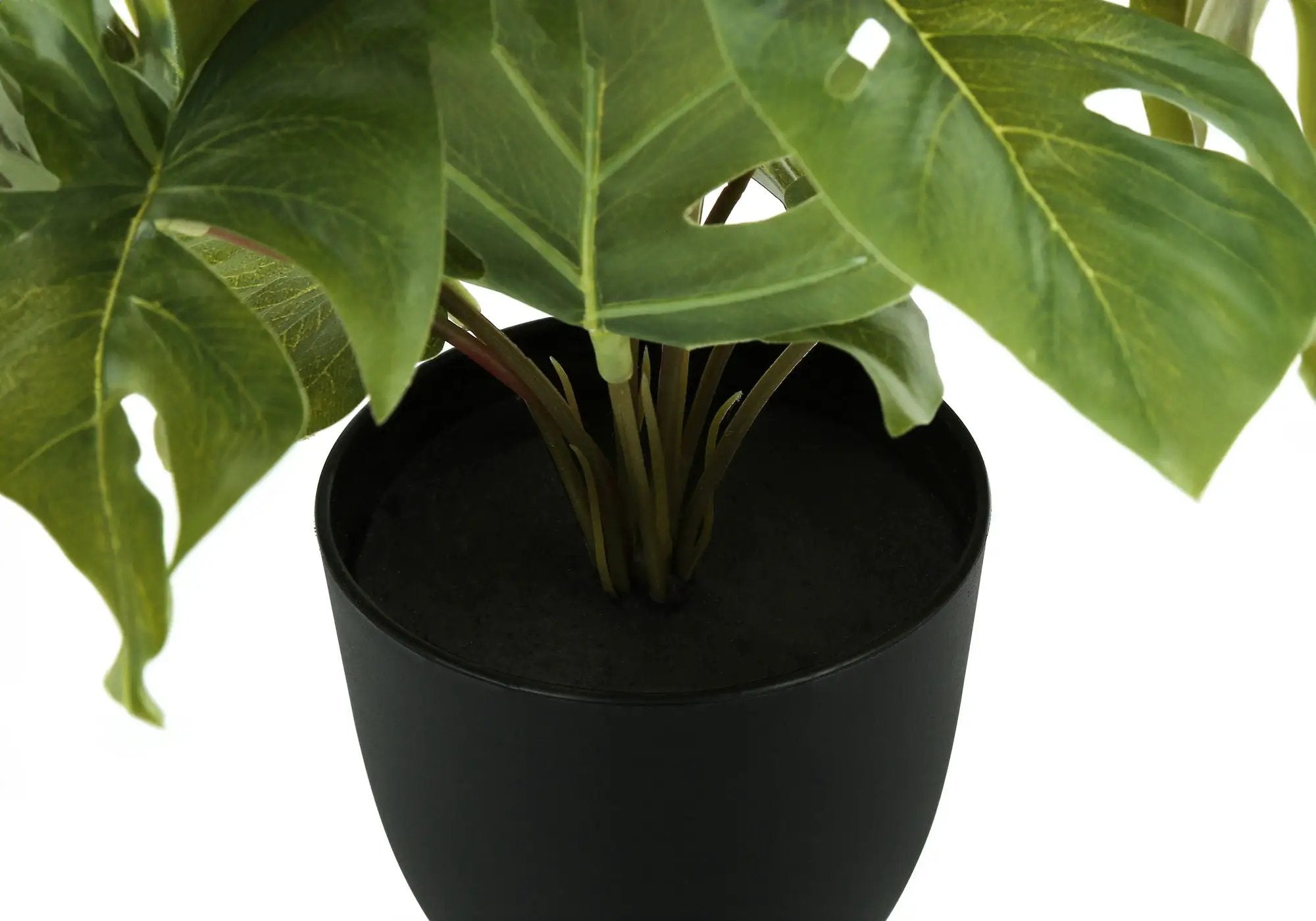 13" Tall, Artificial Plant, Monstera Calthea, Indoor, Faux, Fake, Table, Greenery, Potted, Decorative (Set of 2) - Green / Black by Unique Piece Furniture