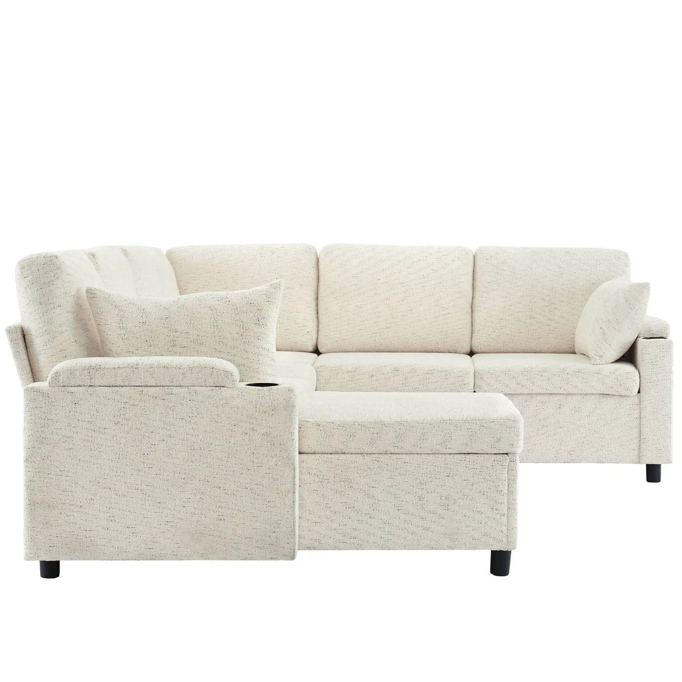 U-Shaped Sectional Sleeper Sofa With Ample Storage Space, 2 Cup Holders And Charging Ports For Living Room by HouseOfZazla