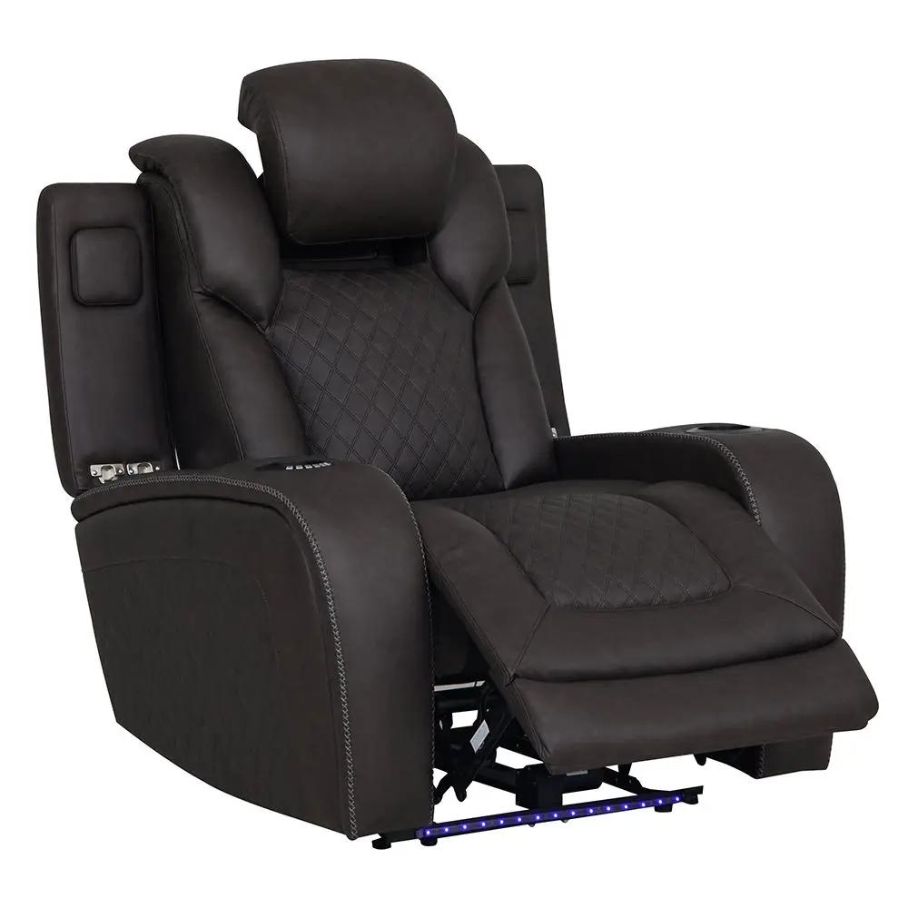 Wendell - Power Motion Recliner With Storage, USB & LED - Dark Gray by Unique Piece Furniture