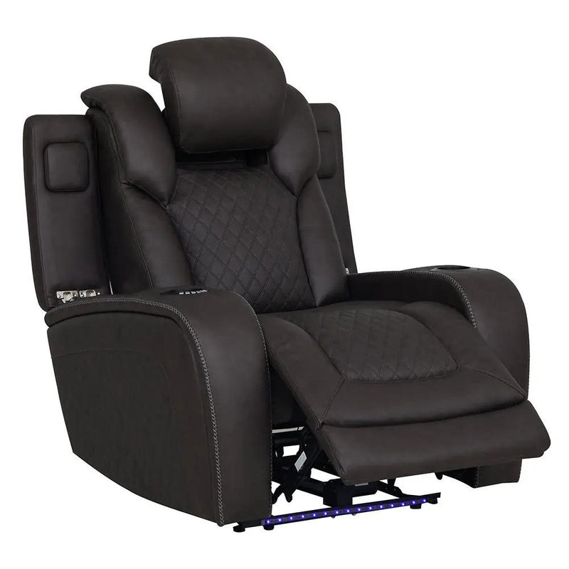 Wendell - Power Motion Recliner With Storage, USB & LED - Dark Gray by Unique Piece Furniture
