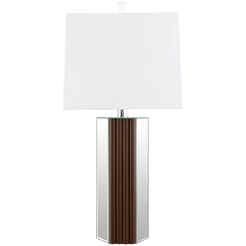 Elena 30-inch Square Tapered Mirrored Table Lamp Brown by Unique Piece Furniture
