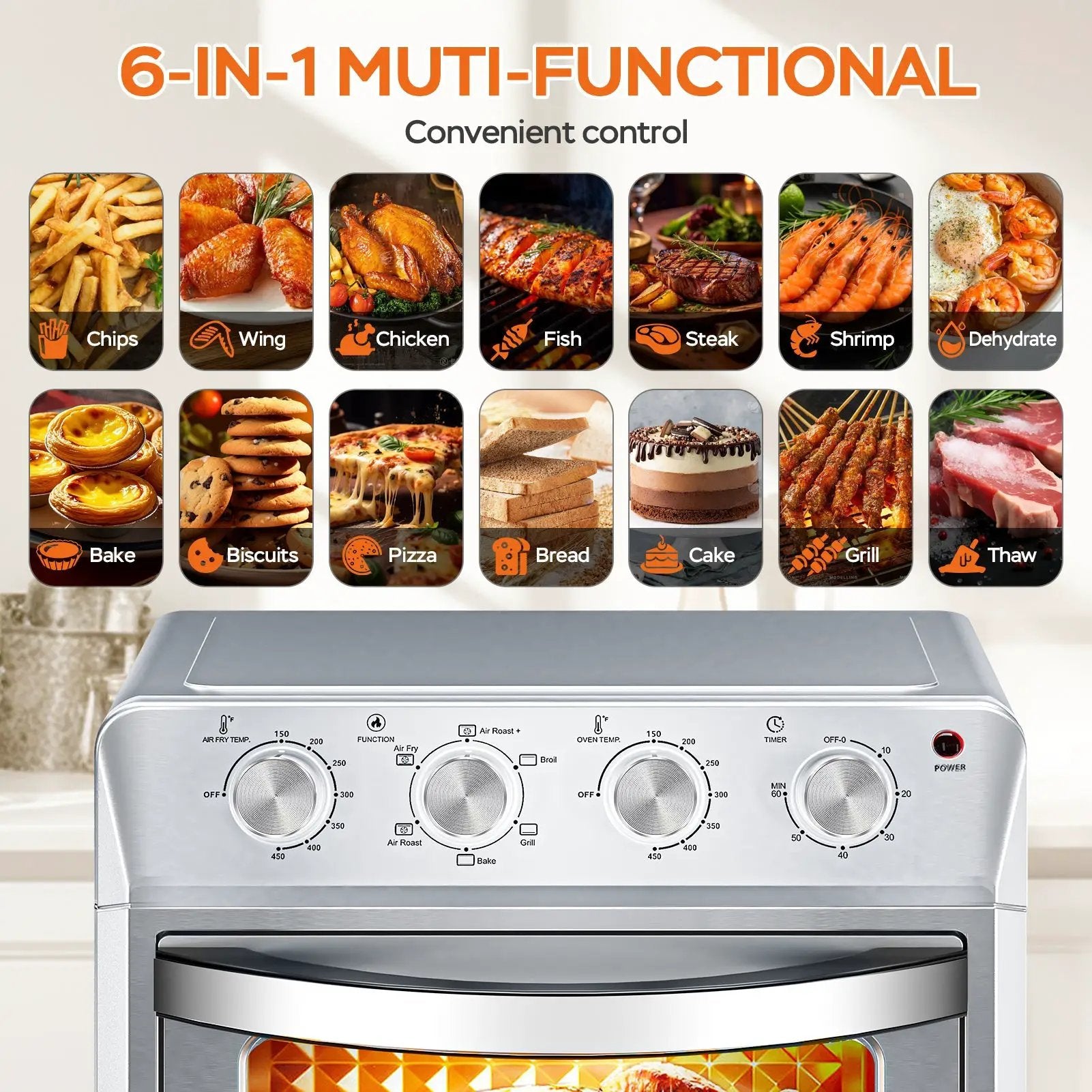 Plum Chef Air Fryer Oven 27.5QT, 6-in-1 Countertop Oven by HouseOfZazla