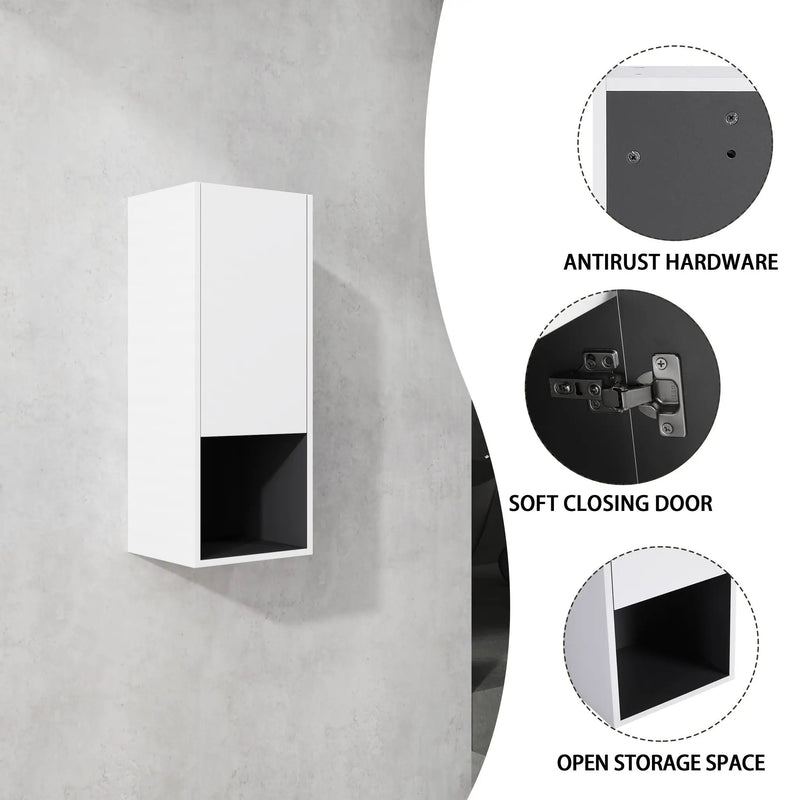 12" Bathroom Side Cabinet with Soft Close Doors by HouseOfZazla