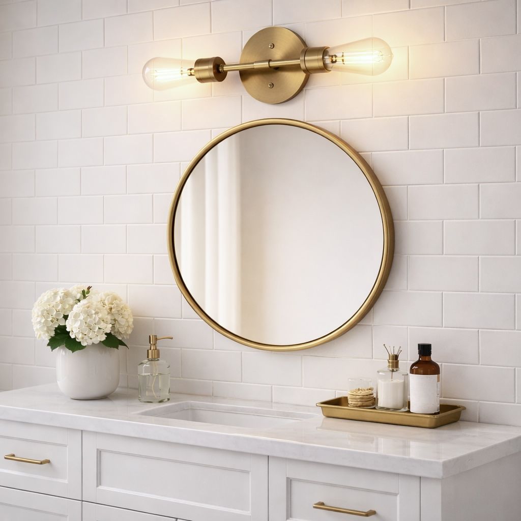 Reverie Double Lights Bathroom Wall Sconce Over Mirror - Clear / Gold, photo 6 of 10
