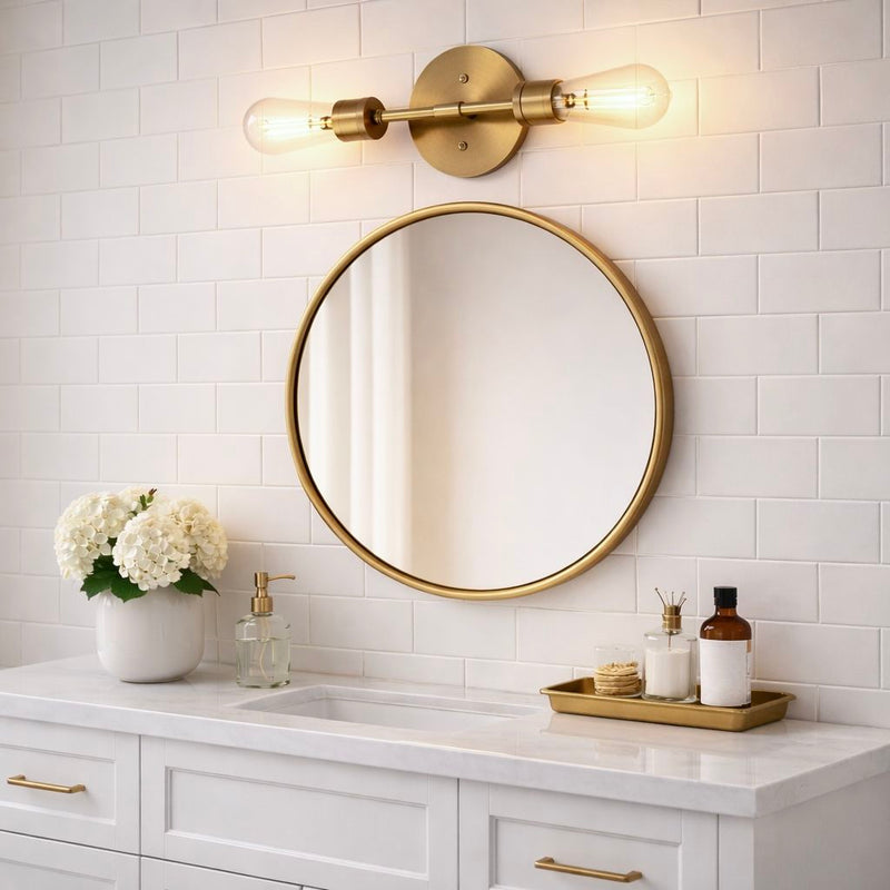 Reverie Double Lights Bathroom Wall Sconce Over Mirror - Clear / Gold, photo 6 of 10
