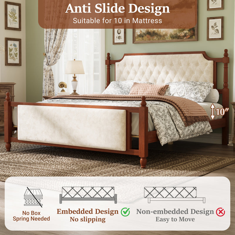 King Size Upholstered Platform Bed with Button Tufted Headboard by HouseOfZazla