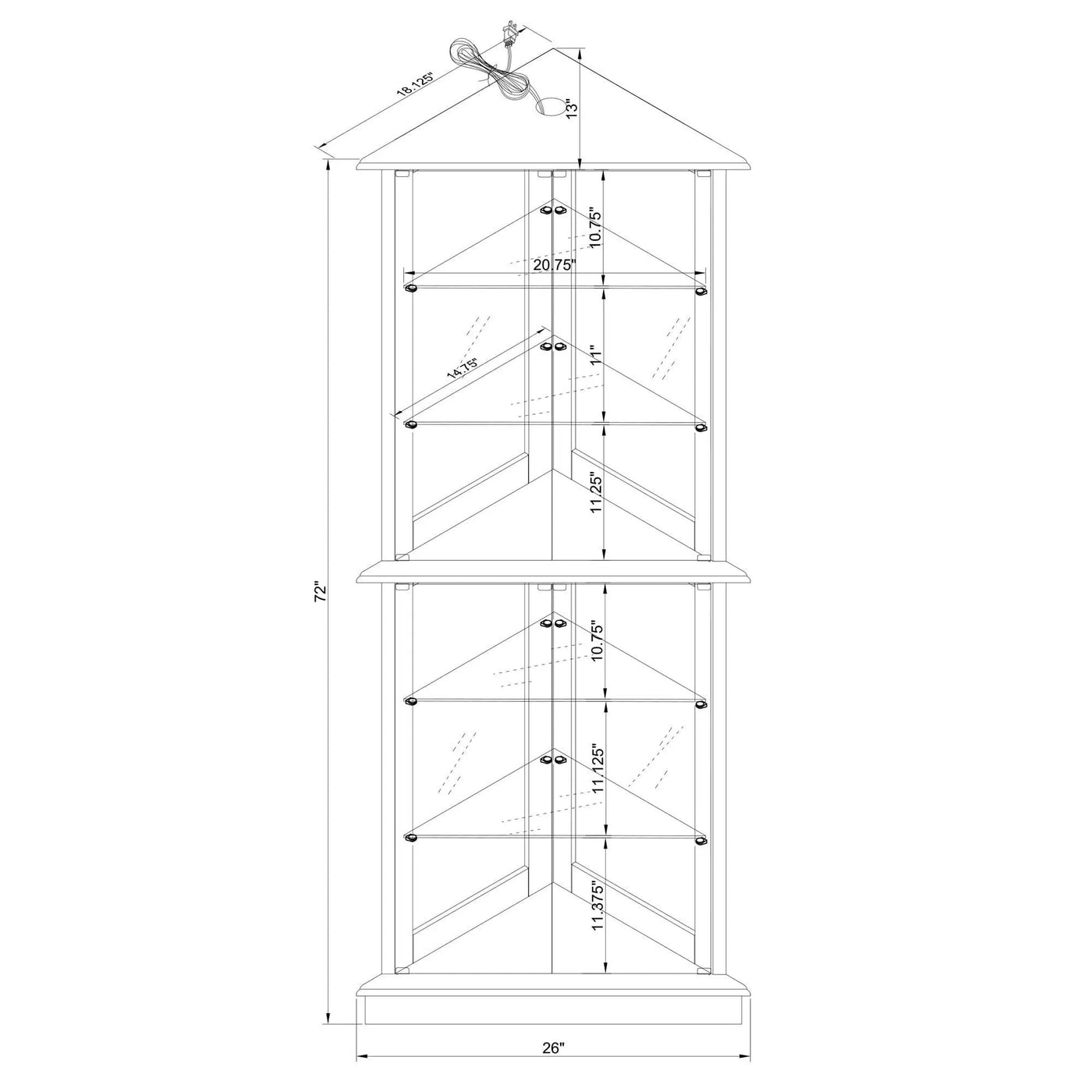 Corner Curio Dispaly Cabinet With Lights, Adjustable Tempered Glass Shelves, Mirrored Back (E26 Light Bulb Not Included) by HouseOfZazla