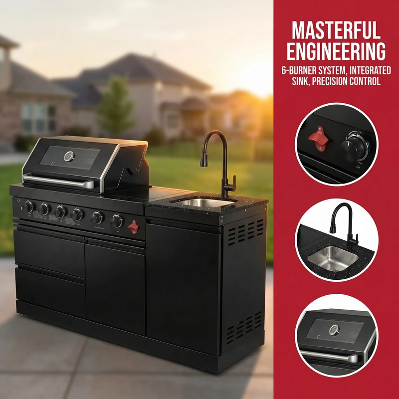 65.4-Inch Deluxe Stainless Steel Propane Gas Outdoor Kitchen Grill by HouseOfZazla