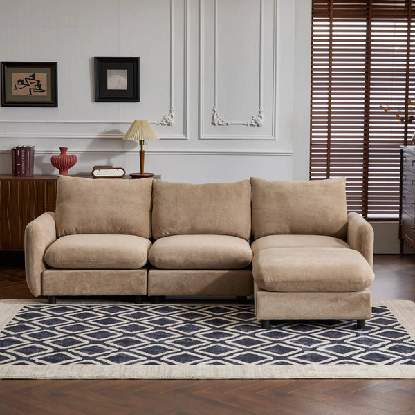 99 in. 4-Piece L Shaped Modular Velvet Sectional Sofa with Ottoman