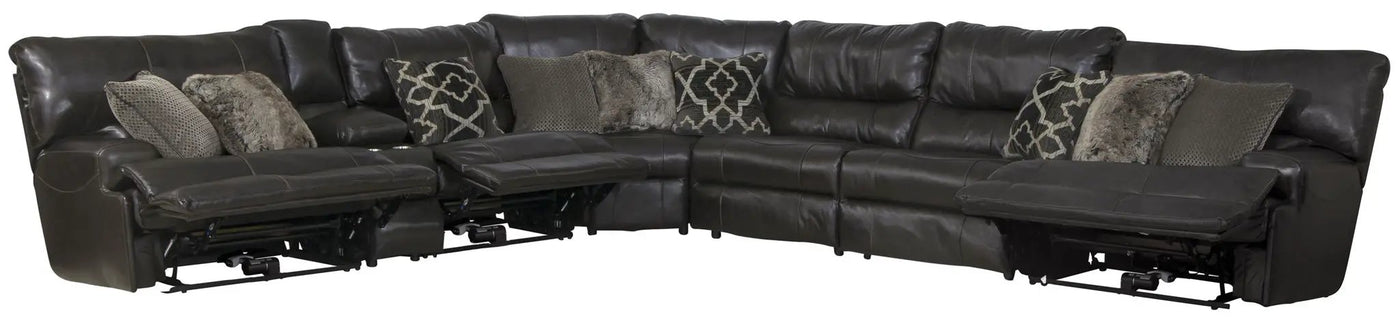 Como - 7 Piece Italian Leather Match Reclining Sectional by Unique Piece Furniture