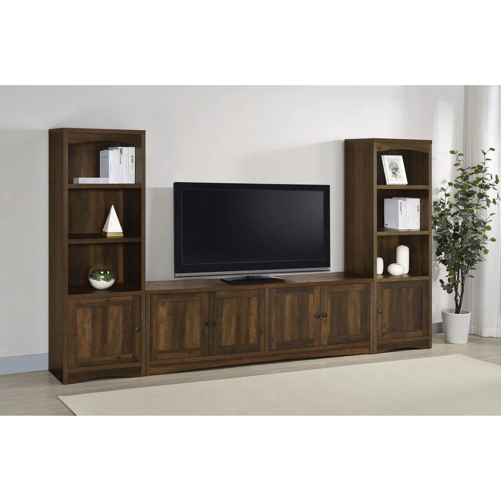 Lunetta - 3 Piece TV Stand With Media Towers - Pine Wood by HouseOfZazla