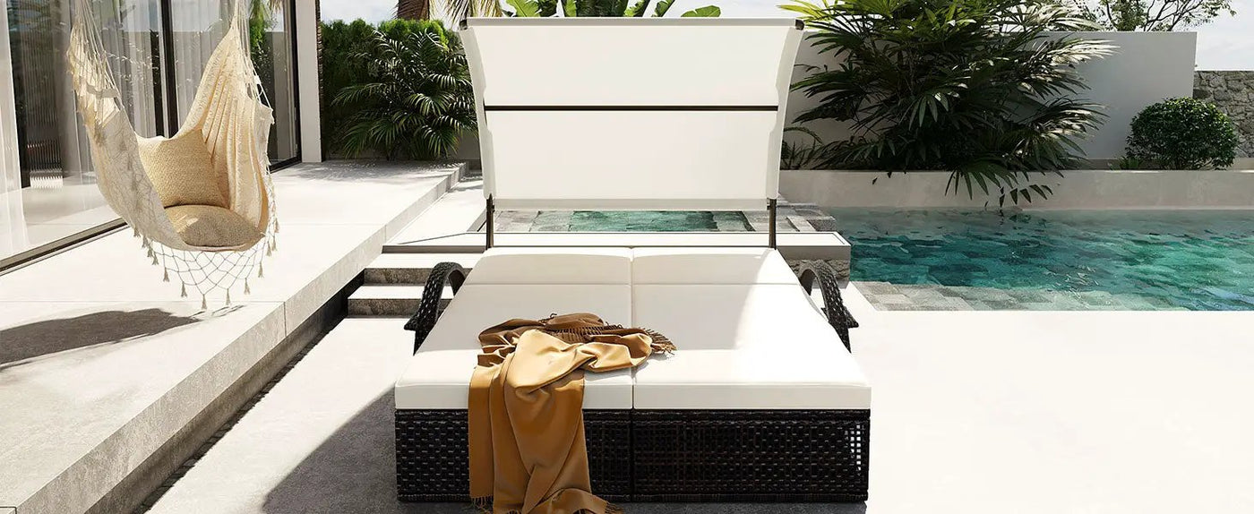 U_STYLE Outdoor Steel Frame Sun Lounger with Adjustable Backrest by HouseOfZazla