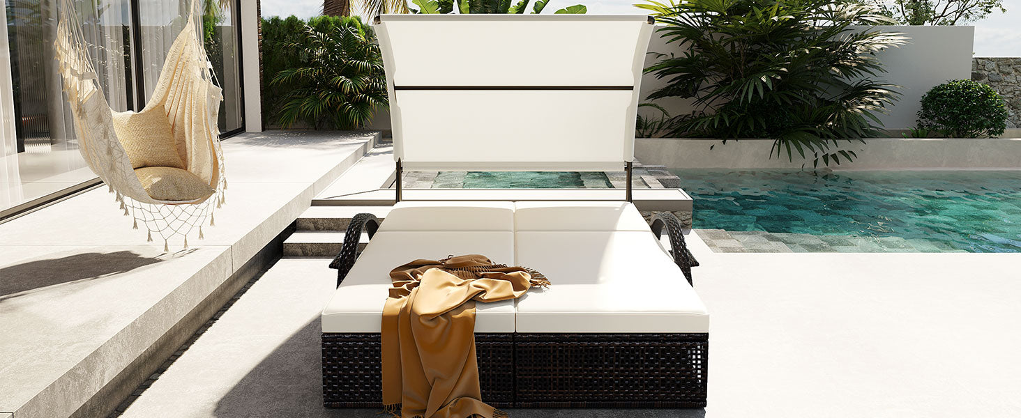 U_STYLE Outdoor Steel Frame Sun Lounger with Adjustable Backrest by HouseOfZazla