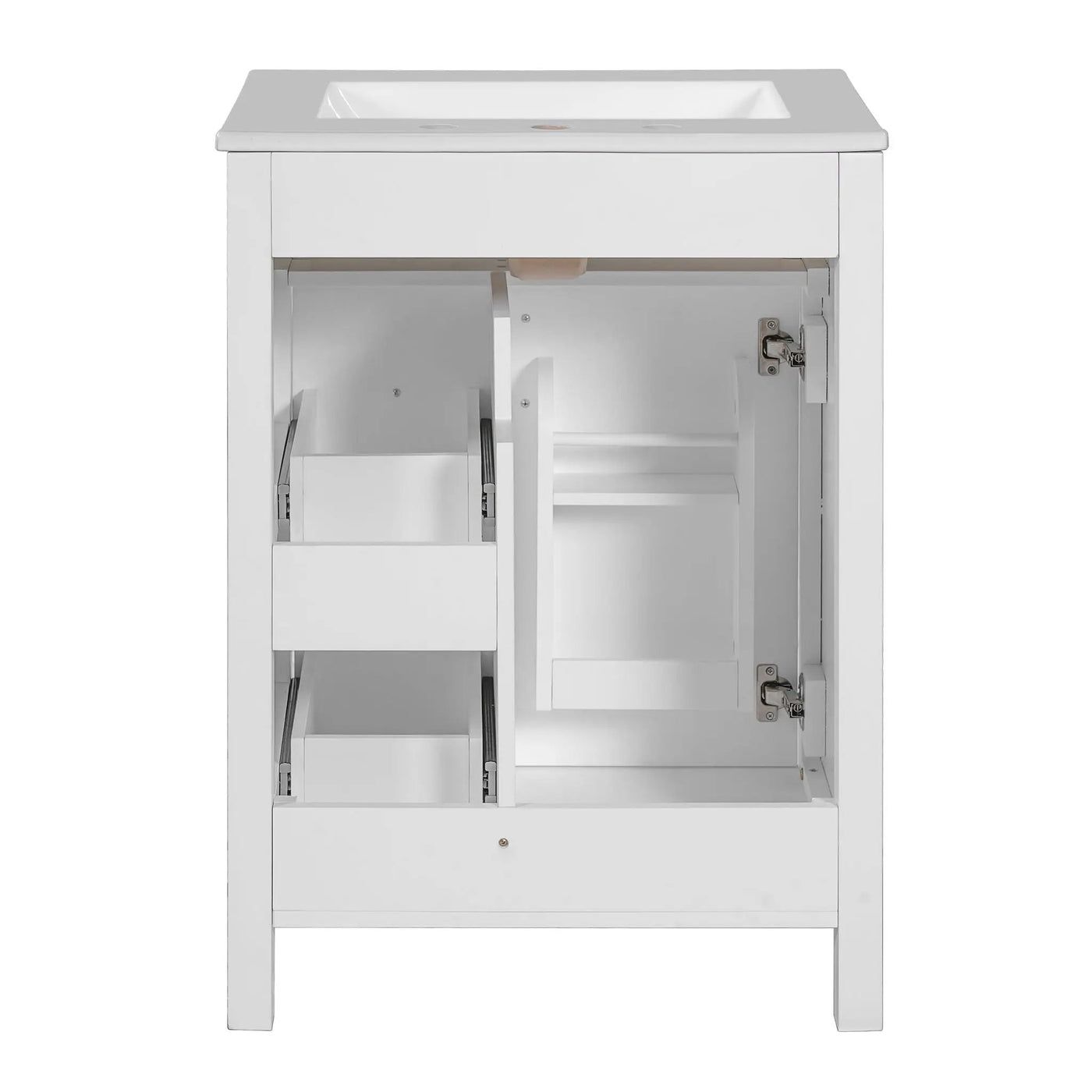 Elegant Bathroom Vanity With Ceramic Sink, Soft Close Doors And Drawers, Double Storage Racks by HouseOfZazla