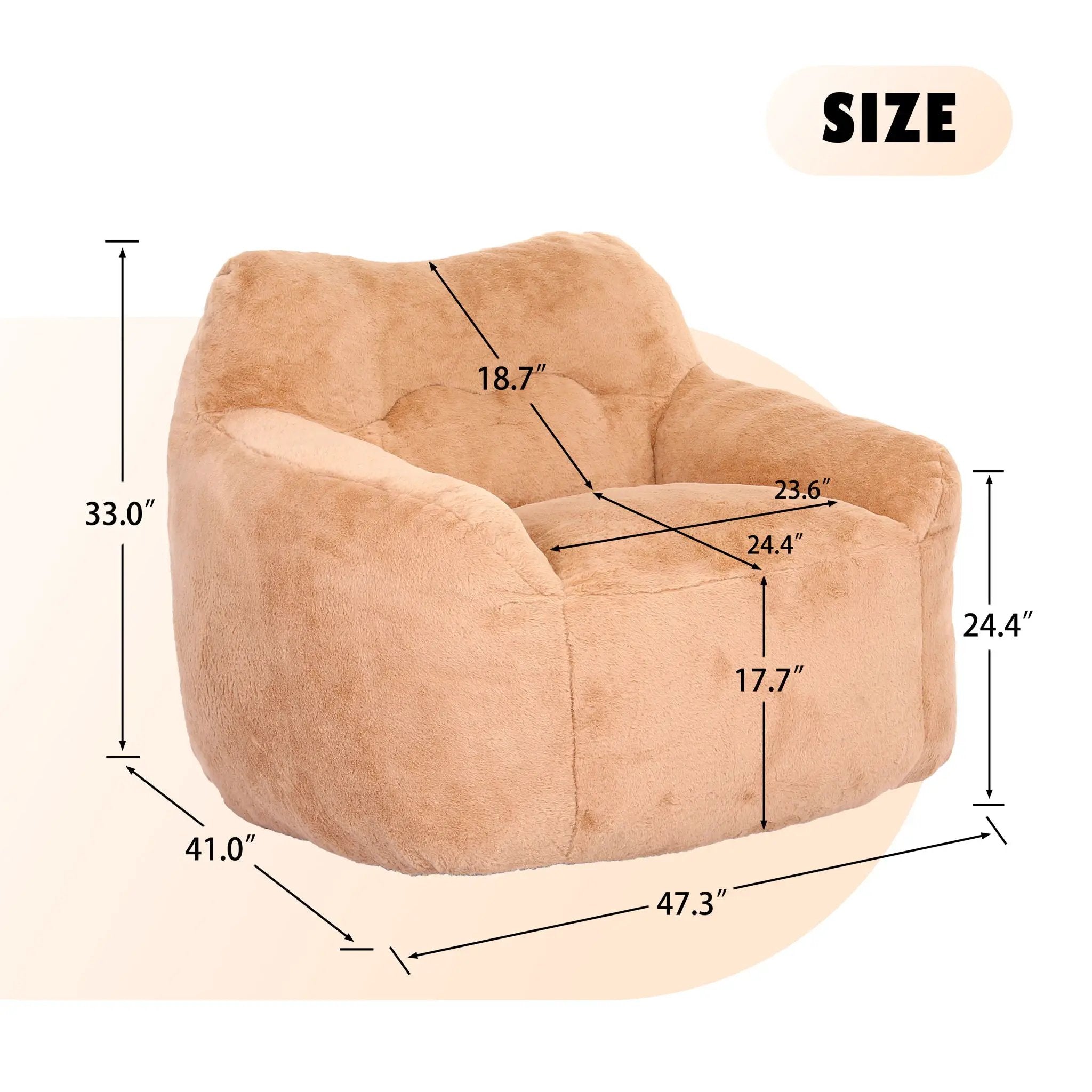 Beanbag Sofa Chair With Armrests Stuffed High Density Foam by Unique Piece Furniture