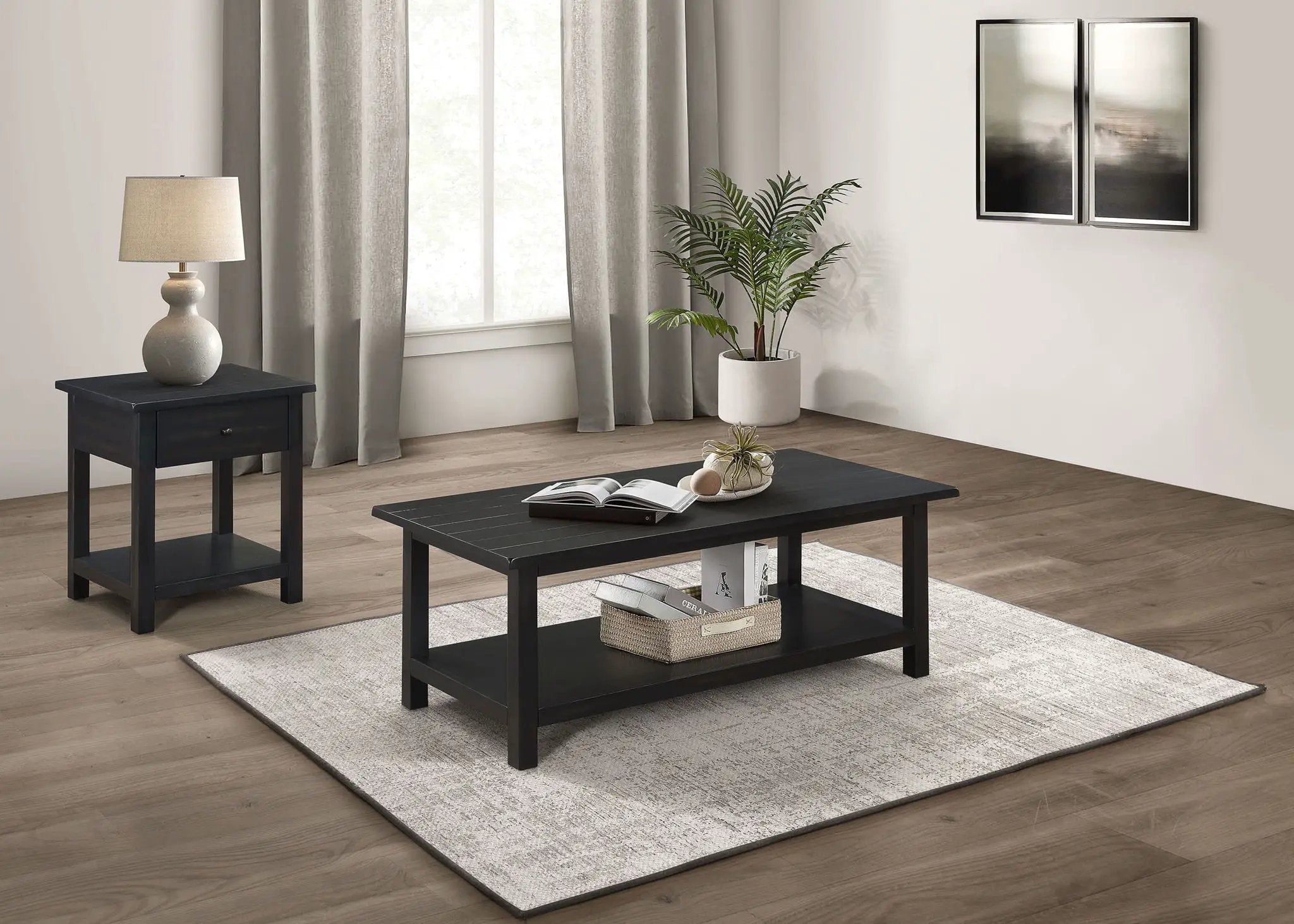 Payne 2-piece Coffee and 1-drawer End Table Set Java by Unique Piece Furniture
