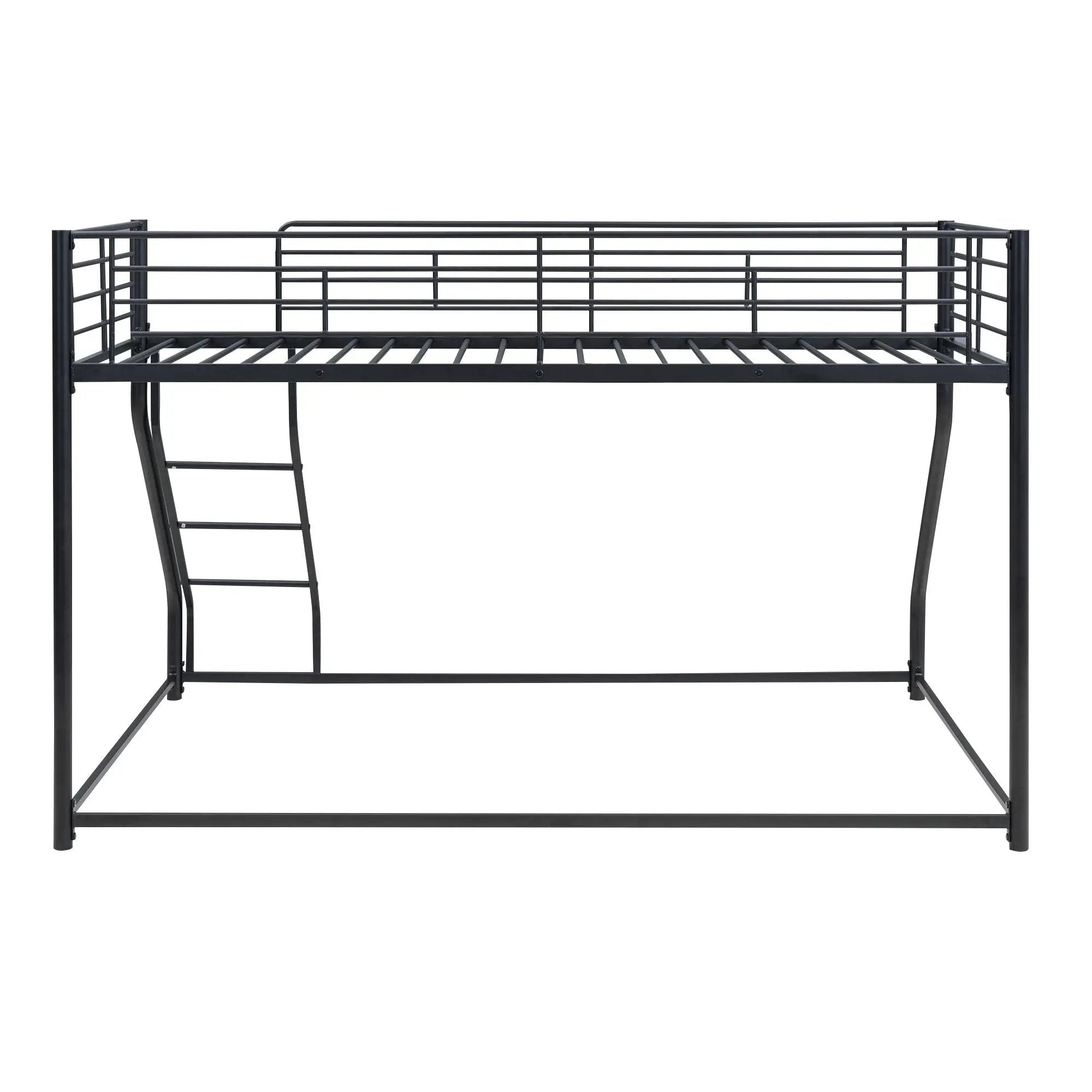 Metal Floor Bunk Bed With Sloped Ladder, Space Saving Design by HouseOfZazla