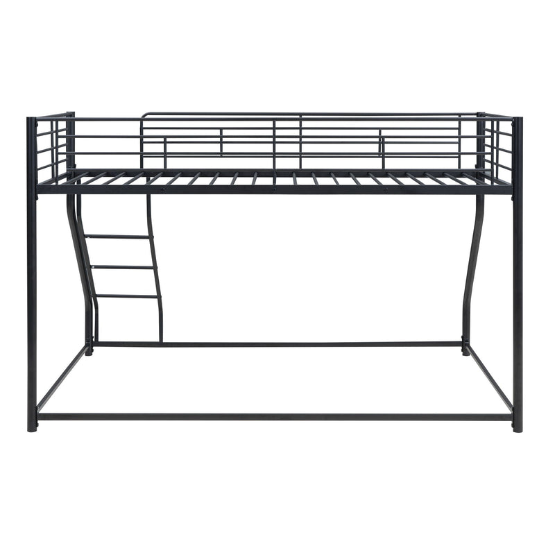 Metal Floor Bunk Bed With Sloped Ladder, Space Saving Design by HouseOfZazla