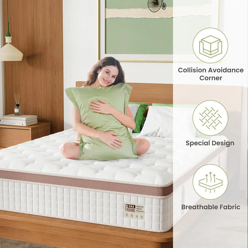 14 Inch Firm Hybrid Mattress – Queen Size by HouseOfZazla