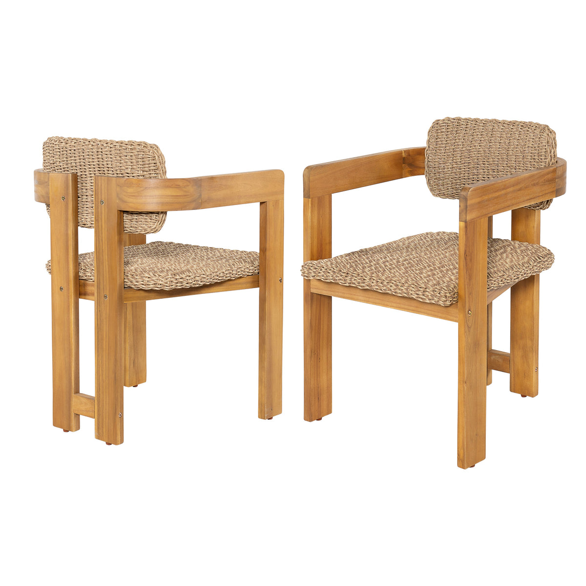 Outdoor Acacia Wood Dining Chair Set of 2, photo 7 of 10
