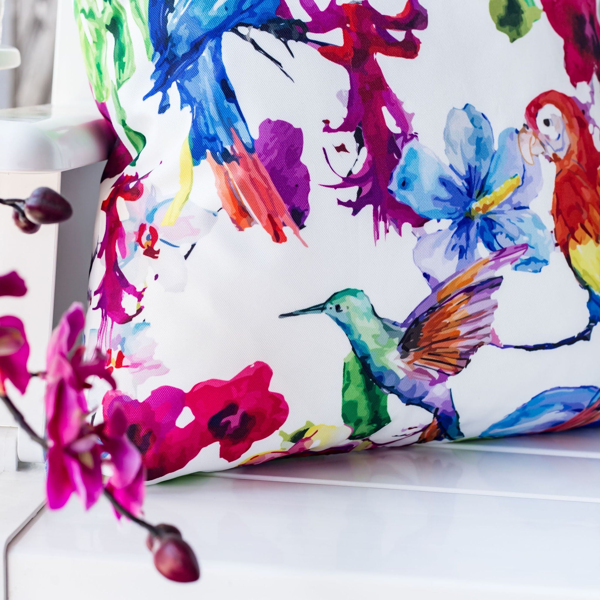 Tropical Parrot Outdoor & Indoor Pillow With Solarium - Multicolor by HouseOfZazla