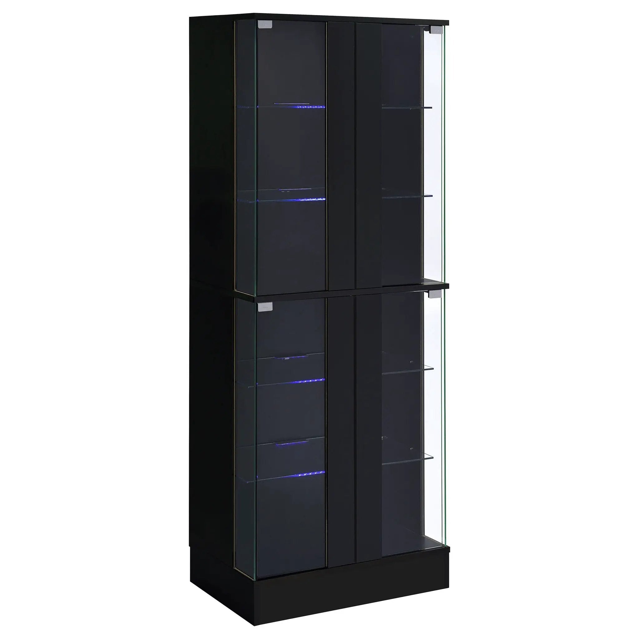 Cabra 4-door LED Curio Display Cabinet Black High Gloss by Unique Piece Furniture