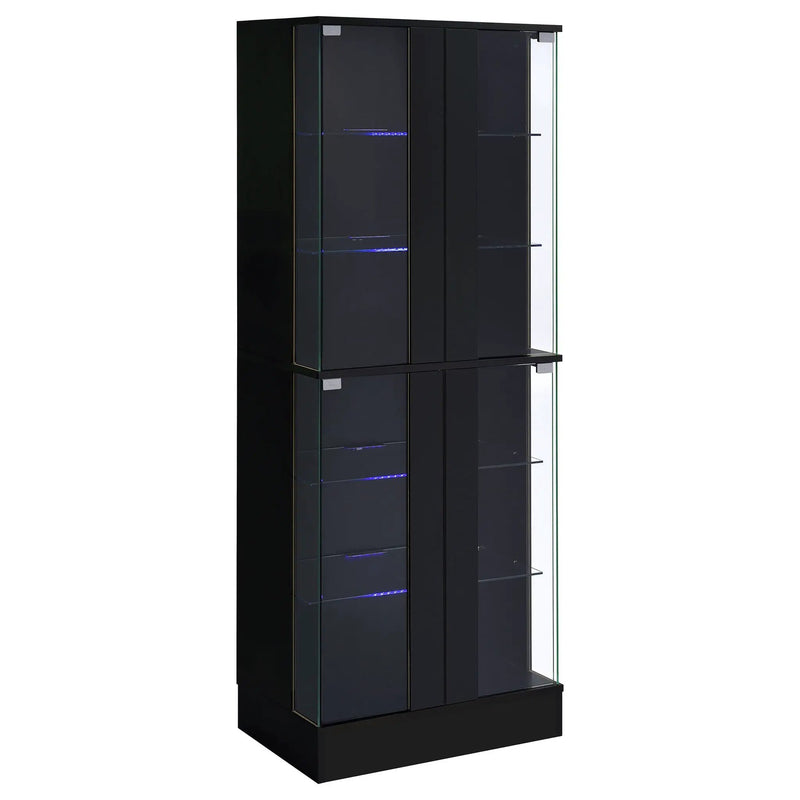 Cabra 4-door LED Curio Display Cabinet Black High Gloss by Unique Piece Furniture