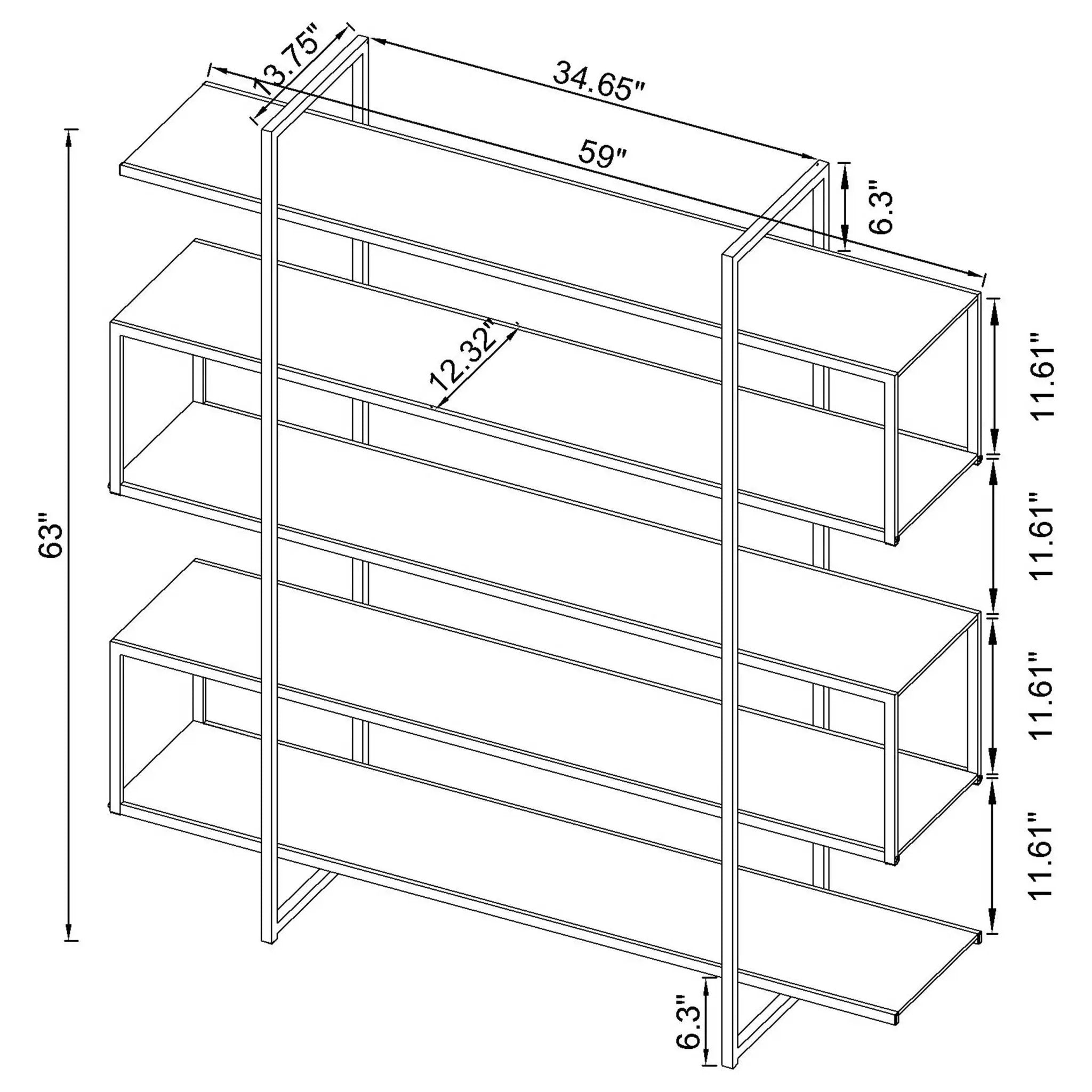 Elmer 63-inch 5-shelf Bookshelf Clear and Chrome by Unique Piece Furniture