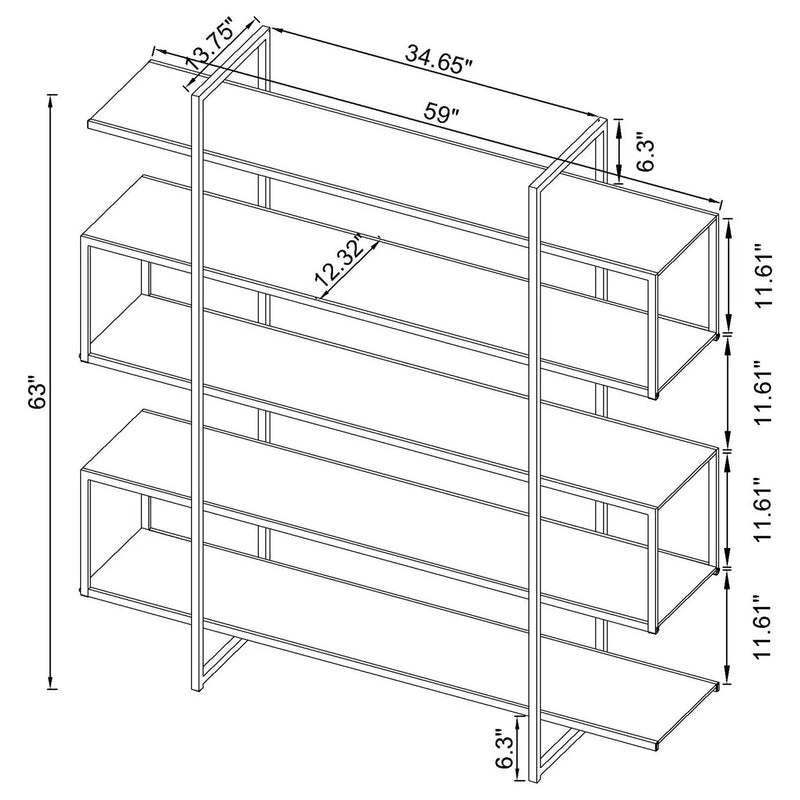 Elmer 63-inch 5-shelf Bookshelf Clear and Chrome by Unique Piece Furniture