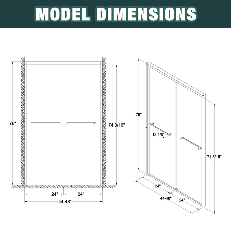 Premium Aluminum Frame Double Sliding Shower Door by HouseOfZazla