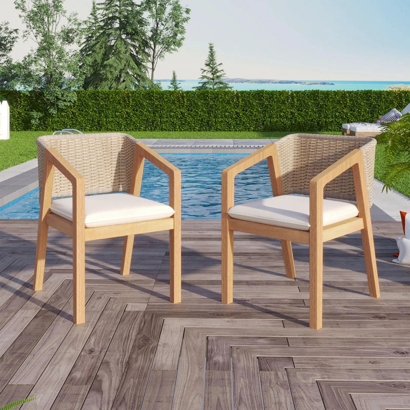 Patio Dining Chair (Set of 2) - Light Teak by HouseOfZazla