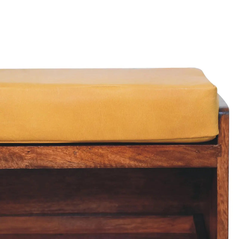 Solid Wood Buffalo Hide Pull Out Bench by HouseOfZazla