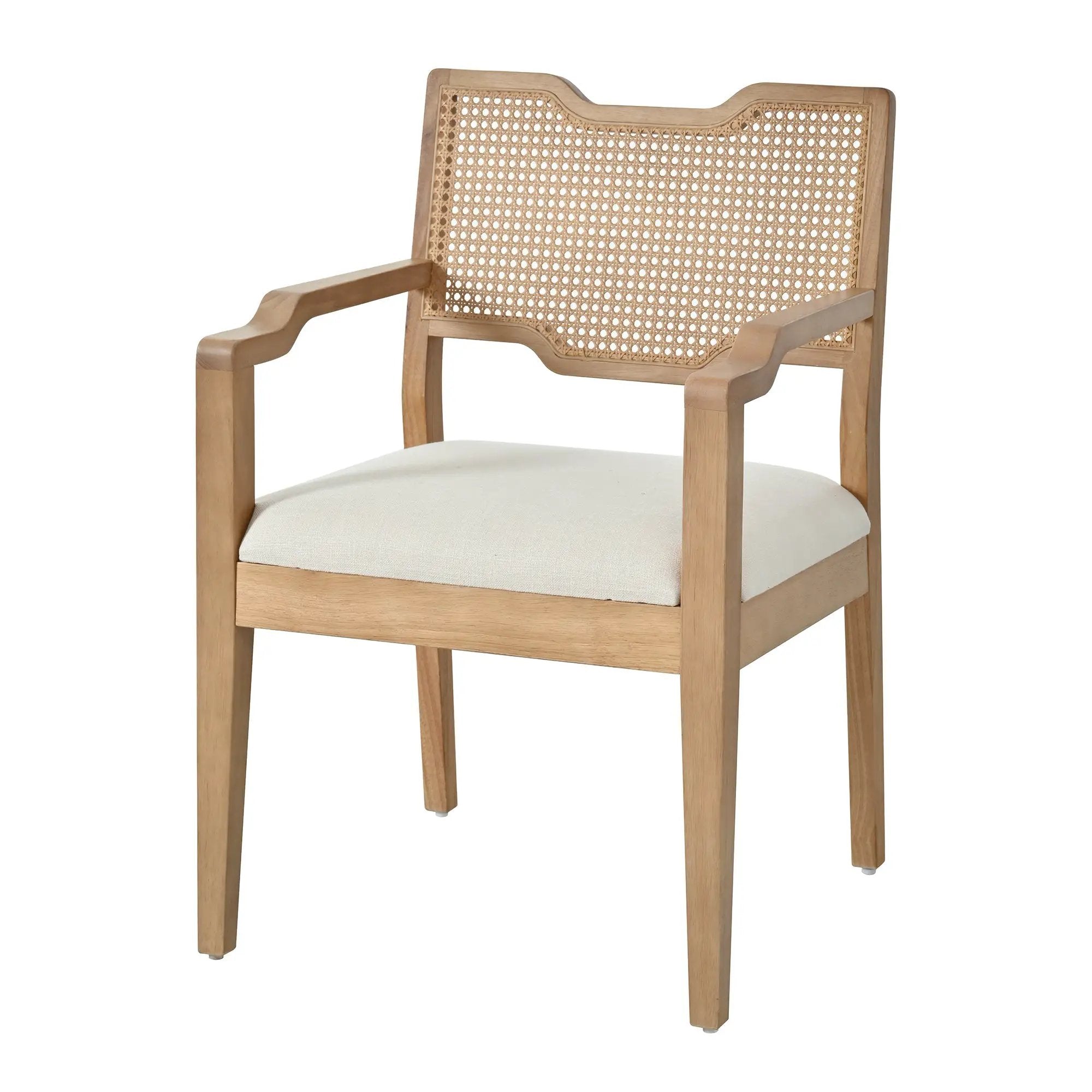 Farmhouse Dining Chairs Set of 2 with Upholstered Seats and Rattan Backrest by HouseOfZazla